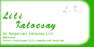 lili kalocsay business card